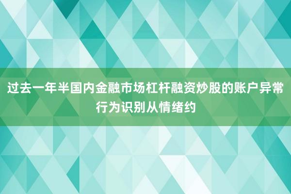 过去一年半国内金融市场杠杆融资炒股的账户异常行为识别从情绪约