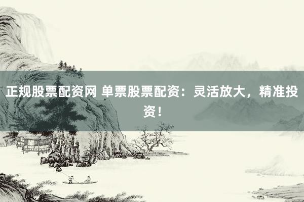 正规股票配资网 单票股票配资：灵活放大，精准投资！